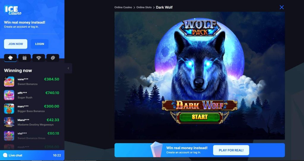 dark wolf ice casino