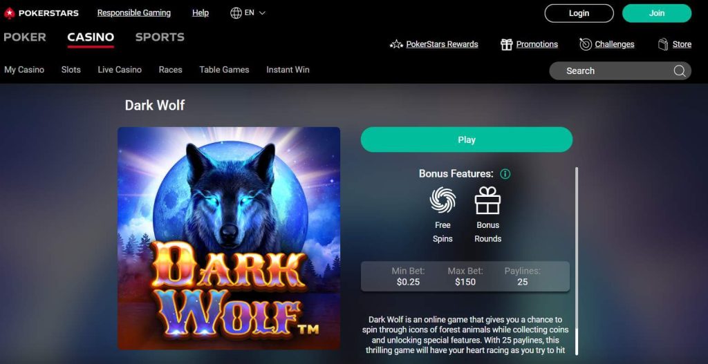 dark wolf pokerstars casino